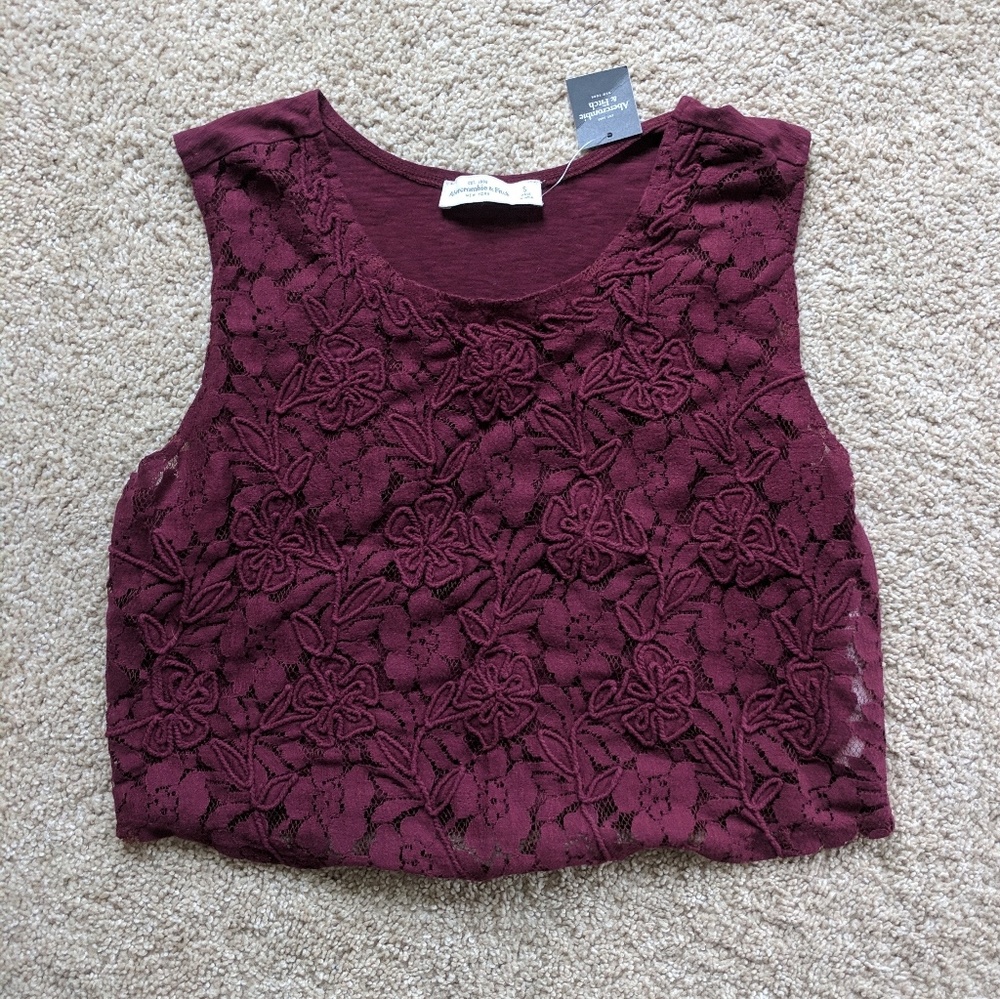 Lace Burgundy Abercrombie & Fitch Crop Top